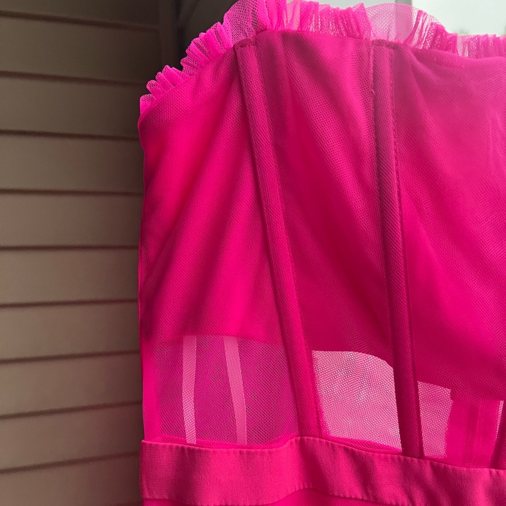 π π NEXT/UP Neon Pink Mesh Tiered Gown Corset Bodice Party 2 Sizes 9/10 & 11/12 - Picture 9 of 17